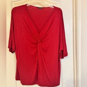 BloomChic Red Relaxed Tie Front Blouse - EUC 22/24